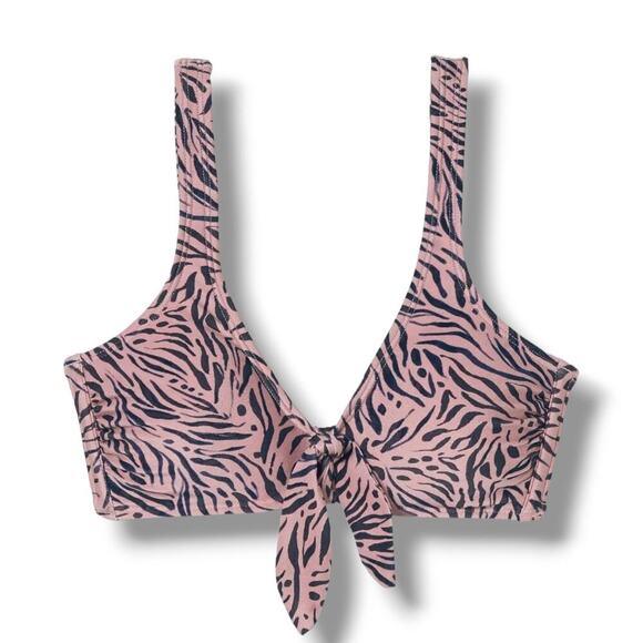 Xhilaration Juniors pink & gray tie front animal print bikini top - xs - Picture 1 of 7